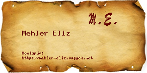 Mehler Eliz névjegykártya